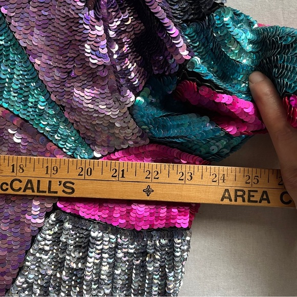 Vintage Jakelin Designs silk sequin beaded short sleeve shirt minidress Sz 2X - Picture 8 of 10